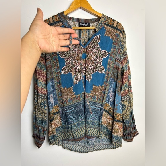 Feathers by tolani Blouse top S Modal Cotton Lightweight Bohemian Whimsigoth - Picture 3 of 13